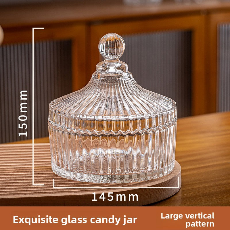 Glass Storage Jar with Lid for Candy Makeup Brush Tea