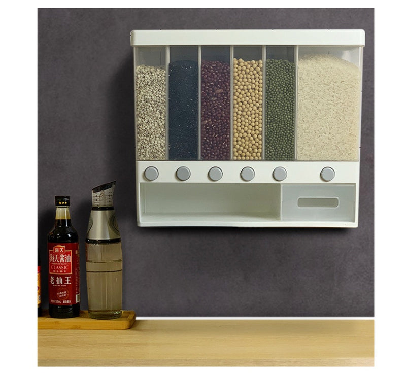 يمكن تعليق صندوق تخزين الأرز المثبت على الحائط على شكل دلو حبوب الأرز