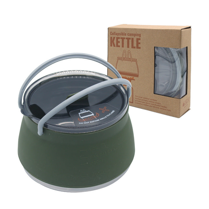 New Camping Portable Silicone Folding Kettle Outdoor Compressible Folding Pot Travel Silicone Kettle - TrendTrove