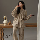 Couple's sleepwear autumn new item Wabi Sabi style cotton yarn can be worn outside loose men's and women's home clothes - TrendTrove