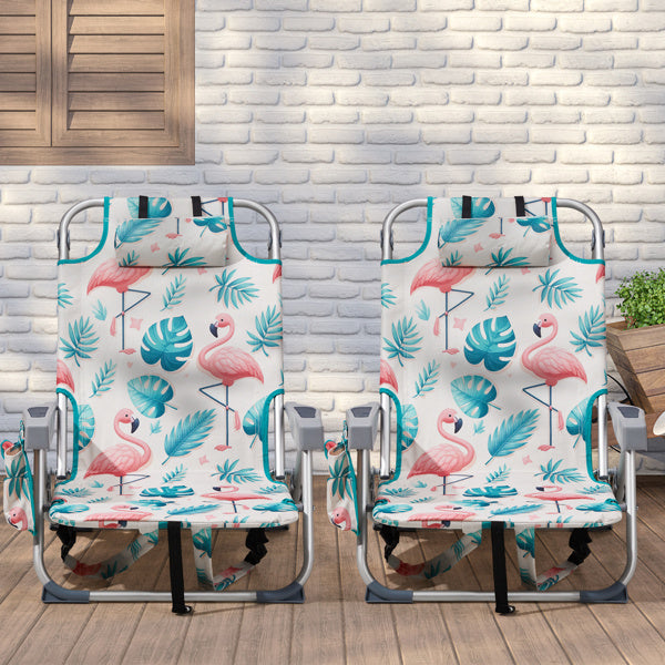 63x65x82cm, Flamingo Motif, Aluminum, Beach Chair, Oxford Cloth