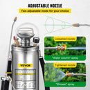 VEVOR 2Gal Stainless Steel Sprayer, Set With Wand  Handle& 3FT Reinforced Hose, Hand Pump Sprayer With Pressure Gauge&Safety Valve, Adjustable Nozzle Suitable For Gardening And Sanitizing