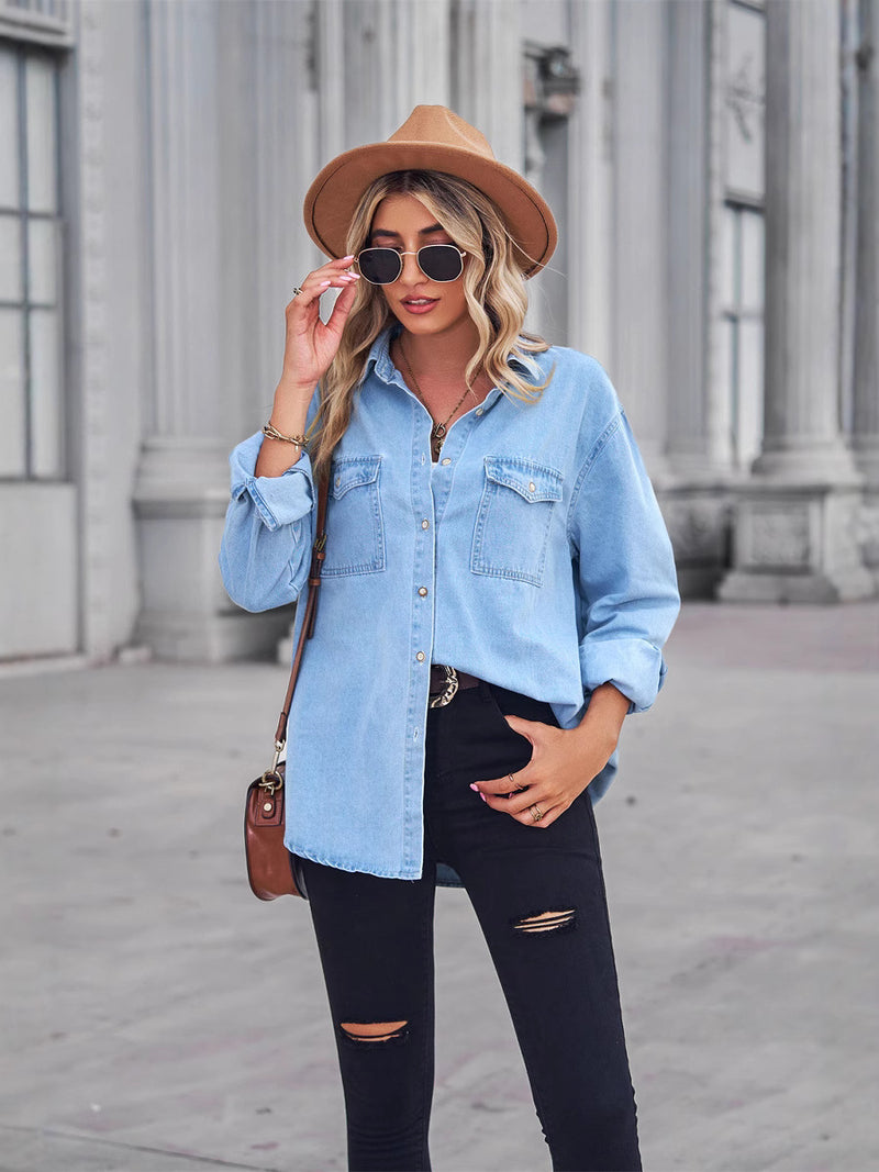 Casual Lapel Shirt and Wide-Leg Pants Set