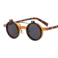 New Round Frame Punk Double-layer Flip Sunglasses