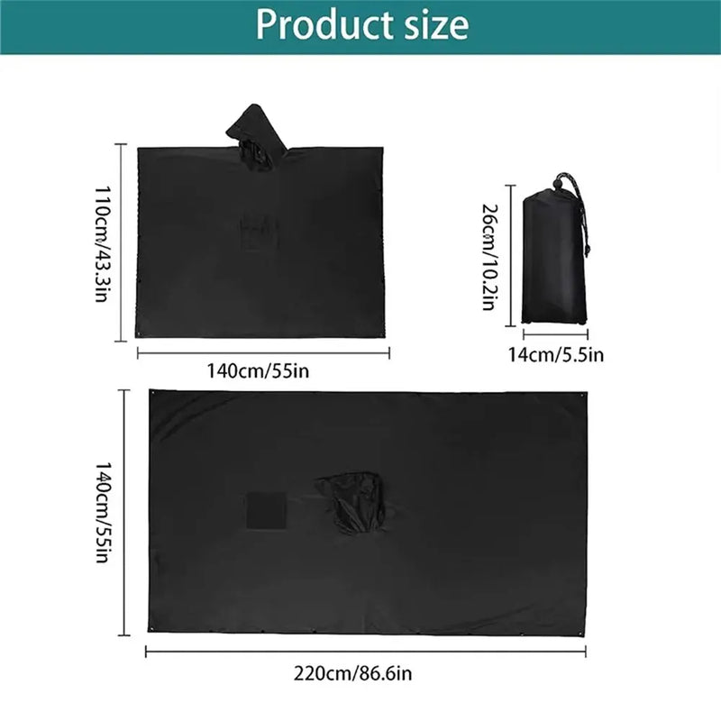 3 In 1 Outdoor Military Raincoat Hooded Sleeve Waterproof Rain Poncho Motorcycle Rain Cover Camping Hiking Travel Rainwear Tent - TrendTrove