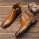 Classic Men's Chelsea Boots with Wooden Heel