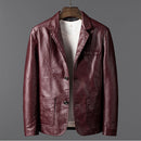 Fashion business casual suit collar men's leather jacket PU motorcycle slim fit leather jacket men's clothing
