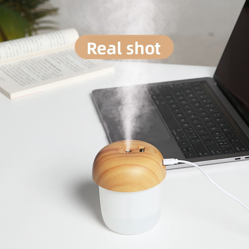 Mushroom Wood Grain USB/Battery Portable Humidifier