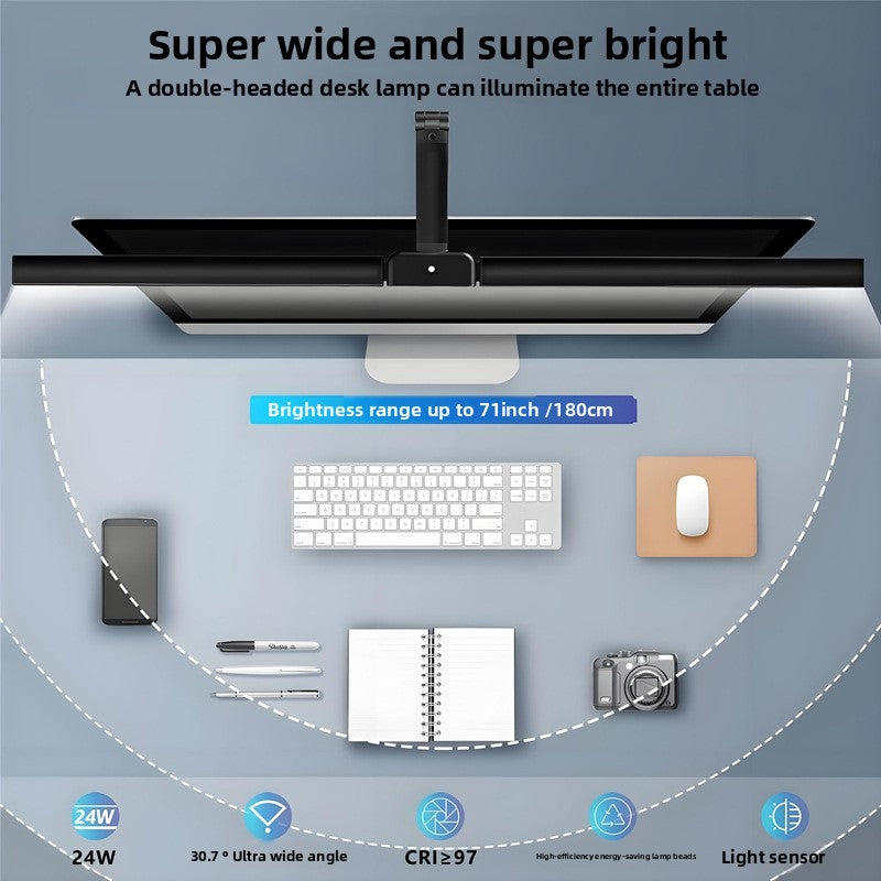 Foldable Dual-Head LED Desk Lamp with Touch Control