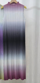 Temperament Crew Neck Printed Sleeveless Straight Skirt