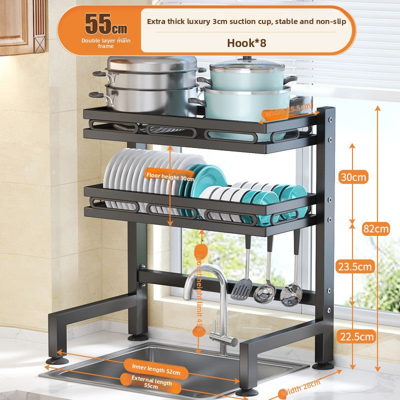 Kitchen Sink Dish Drying Rack with Adjustable Layers