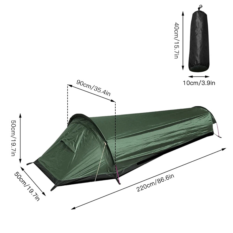 Camping Single Person Tent Ultralight Compact Outdoor Sleeping Bag Tent Larger Space Waterproof Backpacking Tent Cover Hiking - TrendTrove