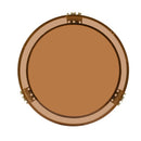 Modern Brown Glass Coffee Table, Asymmetrical Metal, Circular Metal Drum Base, Gold Finish  Lower Shelf