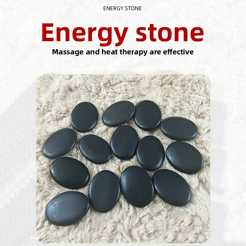 Massage Volcanic Energy Stone Set with Heating Box for Spa and Relaxation