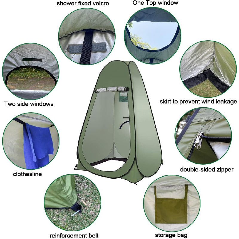 2025 Upgraded Pop-up Shower Tent, Outdoor Sun Protection Changing Room Opens In 10 Seconds, Oxford Cloth Rainproof Sun Protection Coating, Camping Toilet,Cycling Changing Clothes,Beach Shade, Storag
