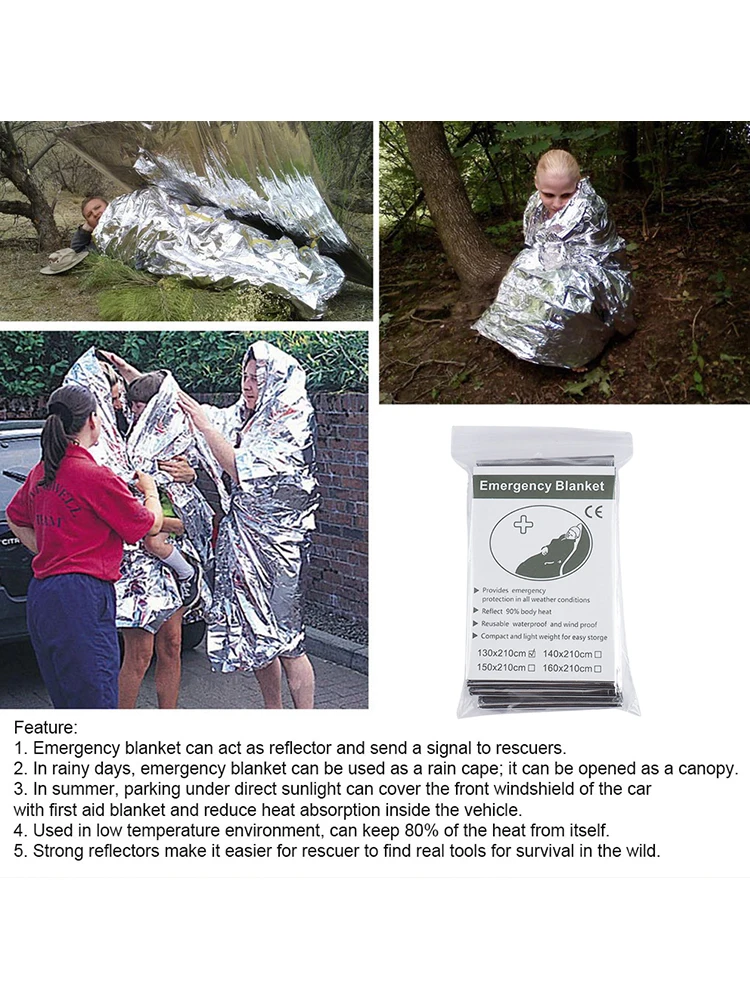 acil termal battaniye sıcak tutar gümüş folyo battaniye korumak için vücut ısı acil malzemeleri açık havada kamp - TrendTrove