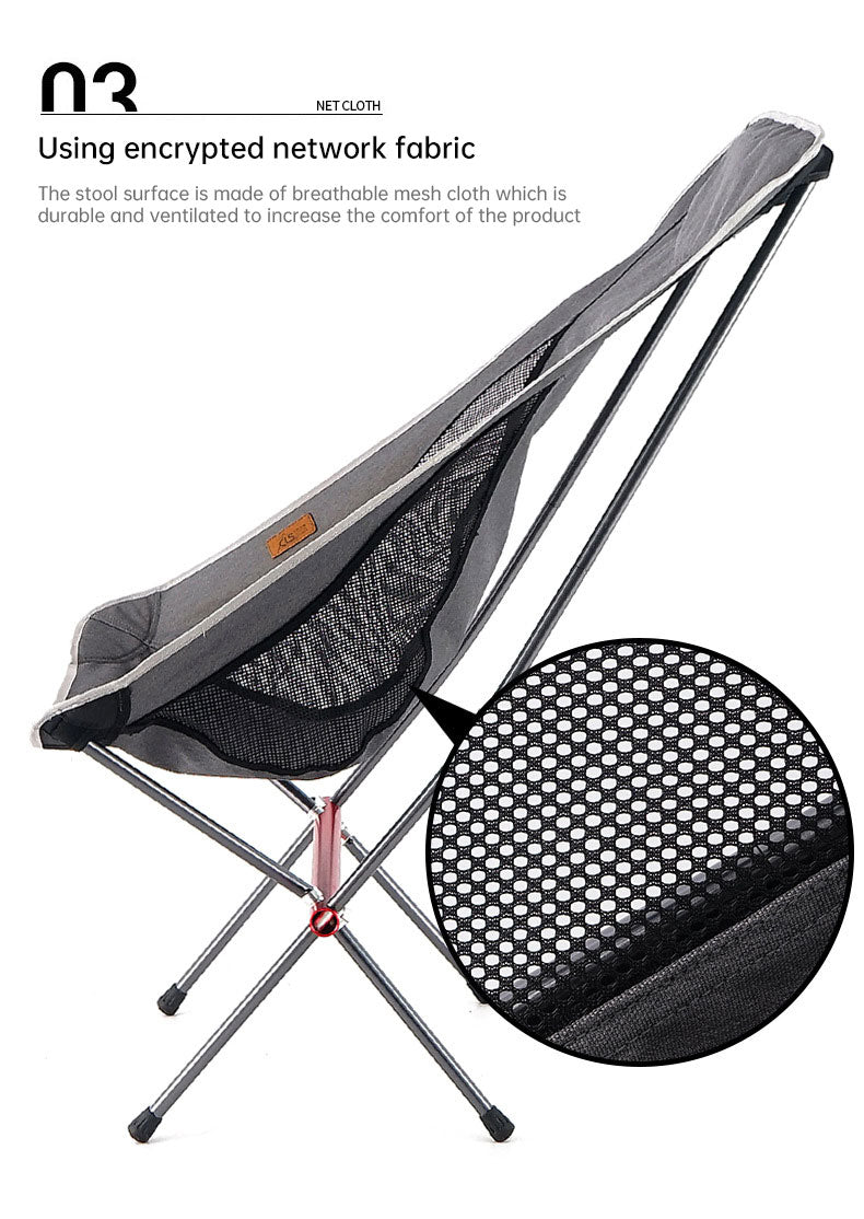 Outdoor Folding Chair Heighten Moon Chair Portable Camping Fishing Chair Leisure Beach Chair Back Chair - TrendTrove