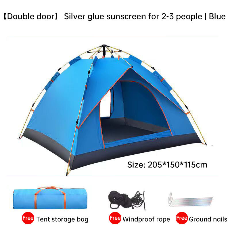 Quick-Deploy Green/White Outdoor Tent, Comfortably Accommodating 3-4 People on Camping Trips - TrendTrove