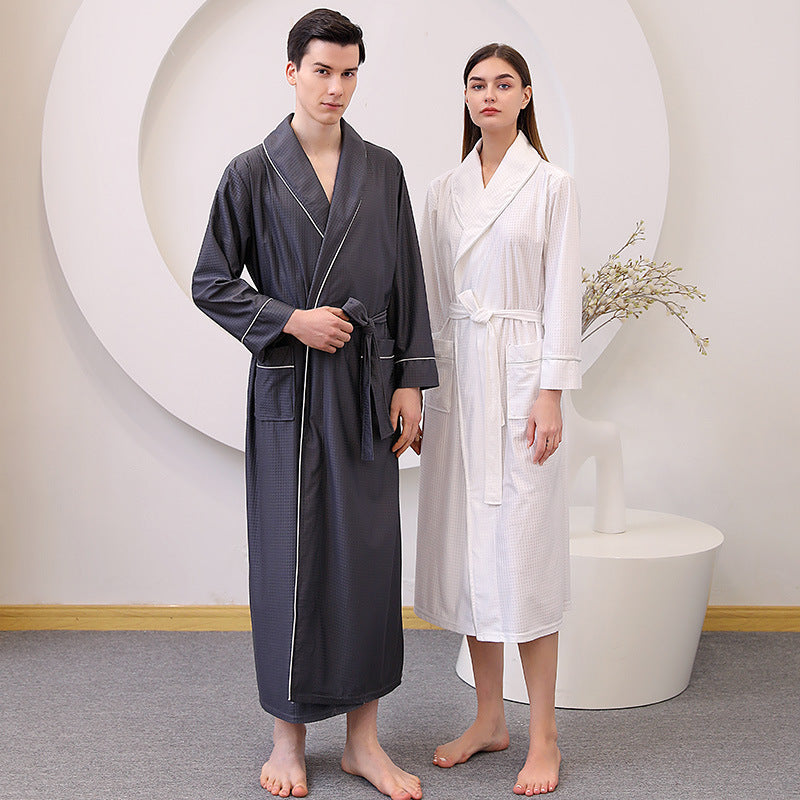Thin satin bathrobe with quick drying water absorption for couples women's long and plus size yukata for men - TrendTrove