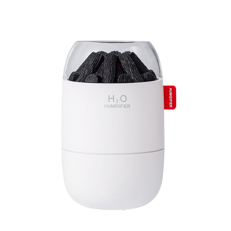 Simulated flame small log burner humidifier
