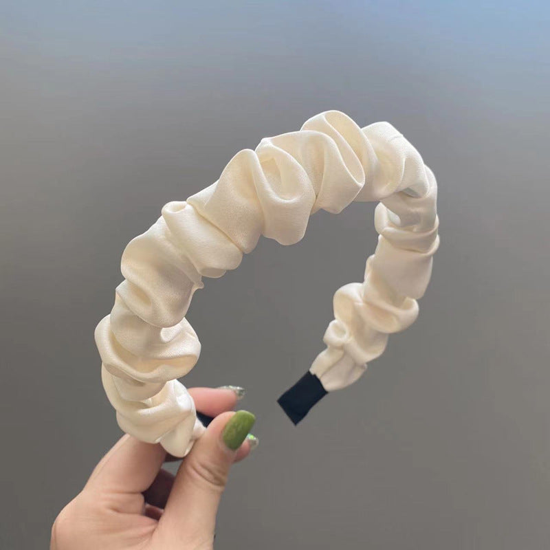 Black Large Intestine High-grade Satin Pleated Headband