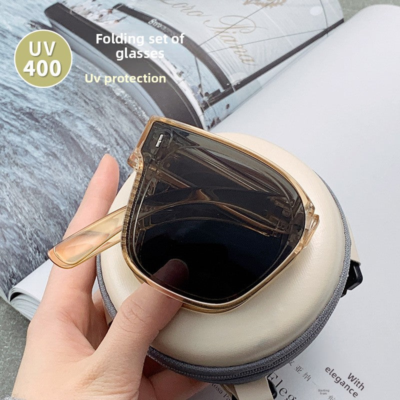 Folding sunglasses can be worn over men's myopia glasses