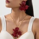 Flower Pendant Necklace and Earrings Set