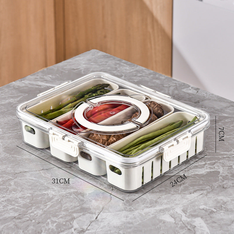 Transparent Compartment Food Storage Box with Handles