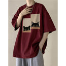 Cat Print Cotton T-shirt