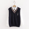 Badminton Embroidery Knit Vest Ruffle Tie Shirt