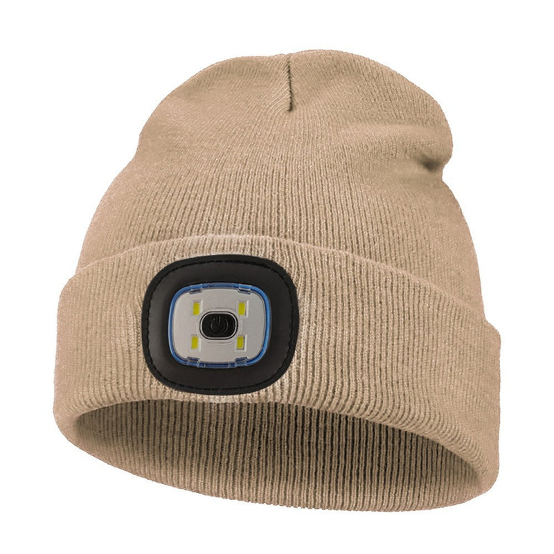 Outdoor sports LED button electronic light knitted hat