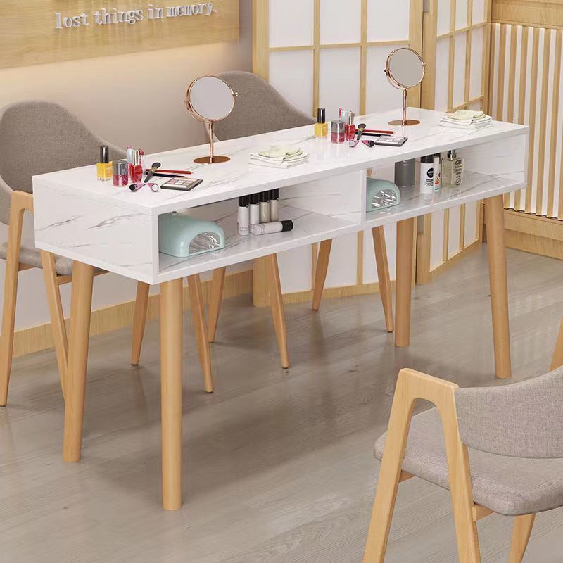 Japanese Style Wooden Nail Table with Drawers for Salon