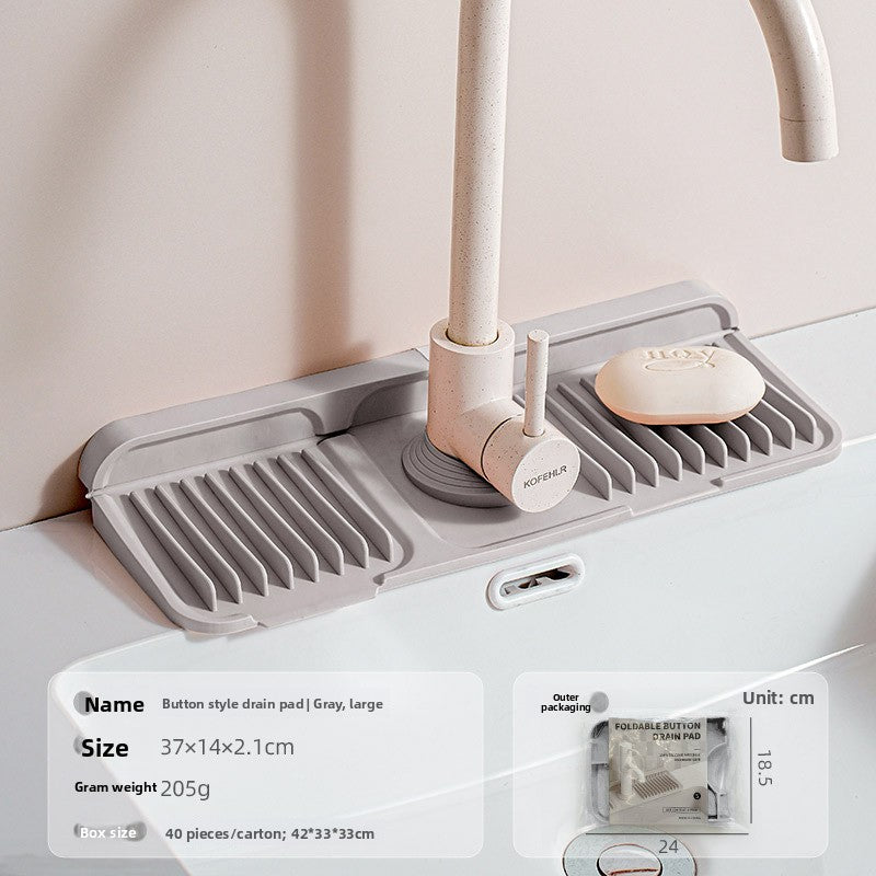 Upgraded Button Silicone Faucet Drain Mat Kitchen Sink Storage Mat Lavatory Mat