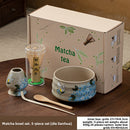 Hand-painted Matcha Tea Whisk Set with Ceramic Bowl
