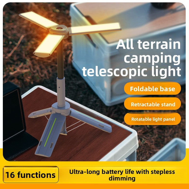 Multifunctional three-leaf camping lamp