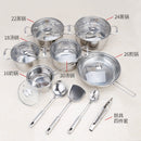 Stainless steel cookware set of 18 pieces household kitchen set soup pot set 16-26cm cutlery set pot set - TrendTrove