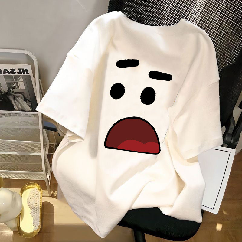 Cartoon Print Ice Silk Short Sleeve T-Shirt