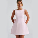 Fashion Big-Bowed Pearls Backless Dress Summer Slim Sleeveless A-line Dresses For Party Evening Women's Clothing