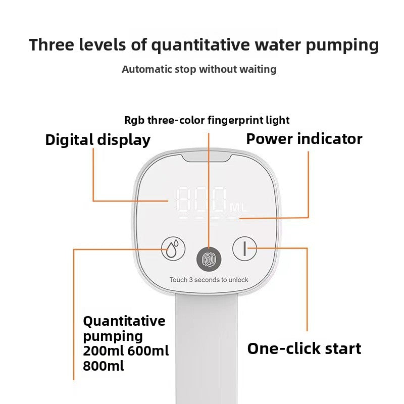 Fingerprint child lock touch screen digital display folding electric water pump mineral water feeder household bottled water pump
