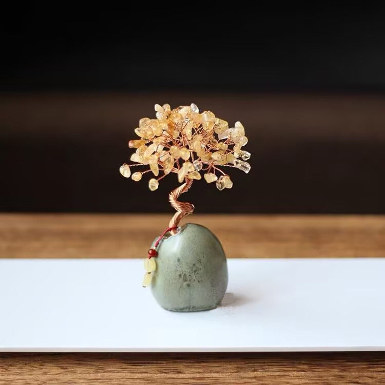 Natural Citrine Wealth Tree Decoration for Home Office