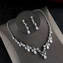 Simple Zircon Necklace Earrings Korean Bride Wedding Necklace set dinner party dress jewelry accessories
