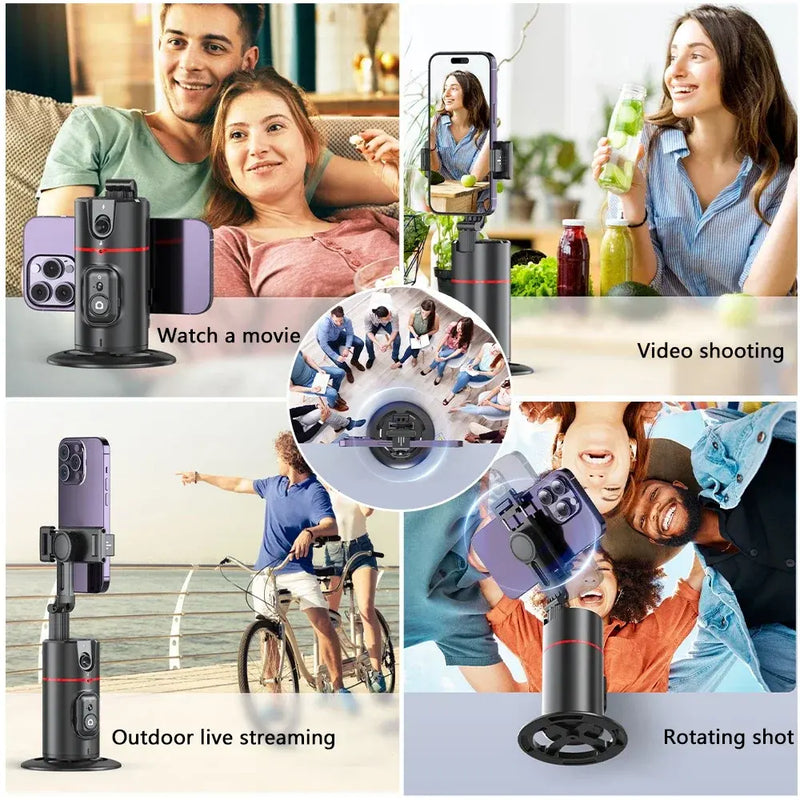 360 Auto Face Tracking Gimbal Auto Tracking Phone Holder Smart Selfie Gimbal Stabilizer with Gesture Control - TrendTrove