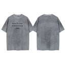 Distressed Washed Gradient Print Cotton T-shirt