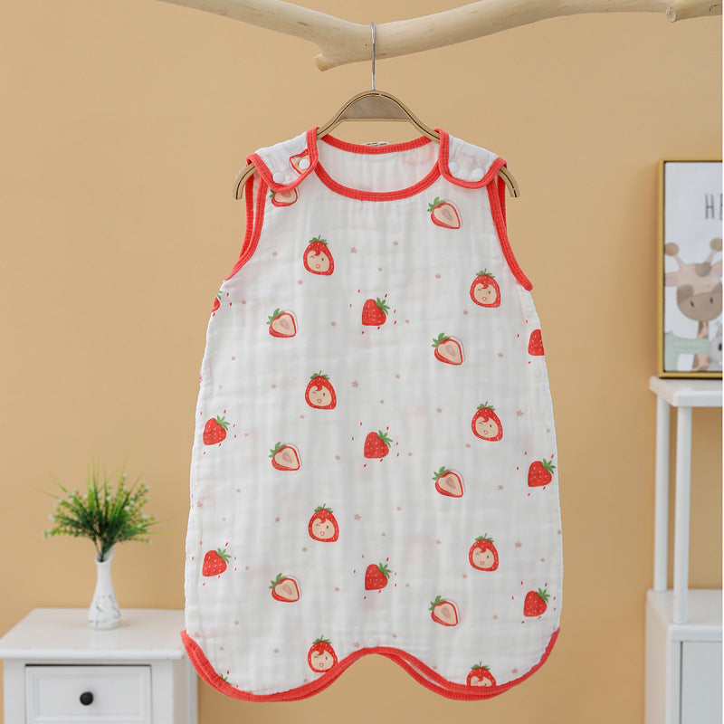 Children's Sleeping Bag Cotton Four-Layer Gauze Cute Cartoon Anti-Cold Anti-Kick Quilt Cotton Yarn Class A Baby Sleeping Bag