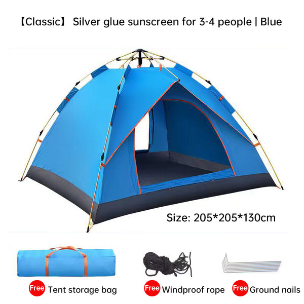 Quick-Deploy Green/White Outdoor Tent, Comfortably Accommodating 3-4 People on Camping Trips - TrendTrove