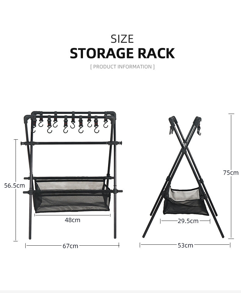 Outdoor camping folding shelf camping car drying rack drying net drying rack storage rack - TrendTrove