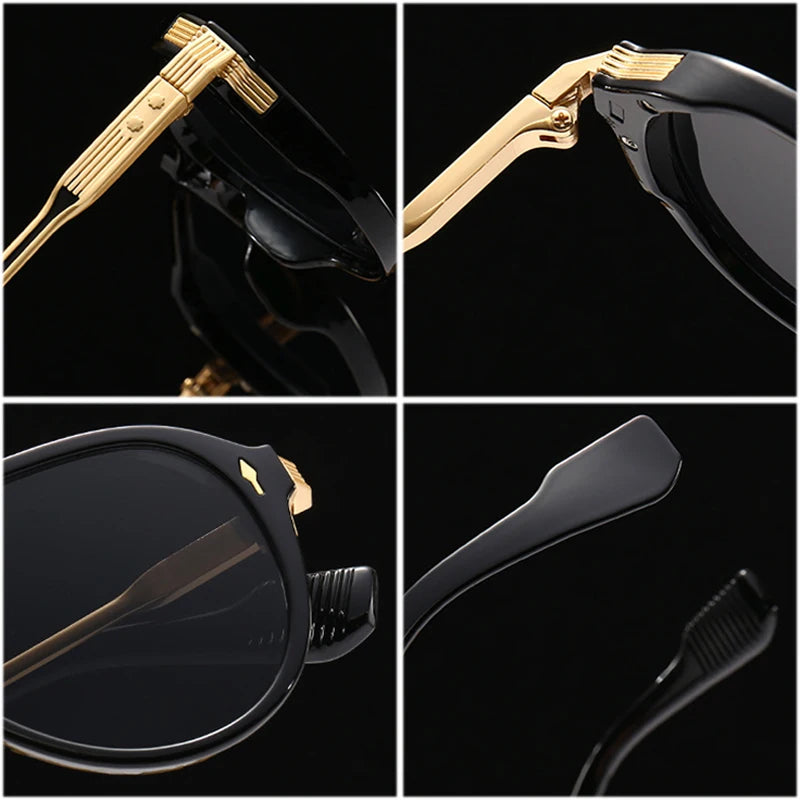 Retro Double Bridges Pilot Men Sunglasses Fashion Brand Designer Shades  Trending Rivets Women Luxury Sun Glasses