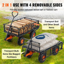 VEVOR Dump Cart, Metal Garden Dump Cart With Easy To Assemble Frame, Dump Wagon With 2-in-1 Convertible Handle, Utility Wheelbarrow 400 Lbs Capacity, 10 Inch Tires