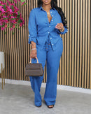 Women's Elegant Casual Two-Piece Set with Drawstring