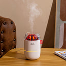 Simulated flame small log burner humidifier